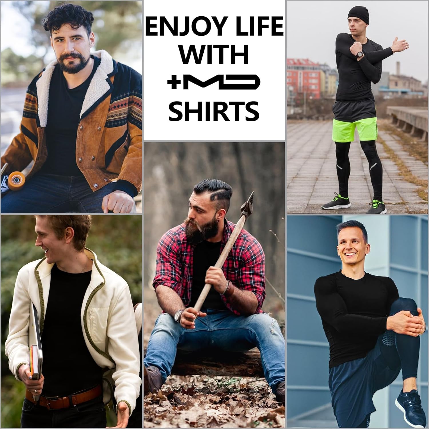 +MD Long Sleeve Shirts for Men, Quick Dry, Moisture Wicking T-Shirts for Gym, Workout, Running, Lightweight Crew Base Layer - Image 7