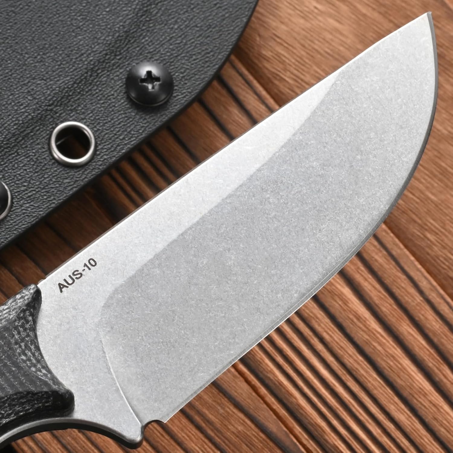 FF103 Fixed Blade Knife, AUS-10 Steel Blade Micarita Handle Full Tang Knife for Outdoor Camping Hunting Fishing Working(Black)