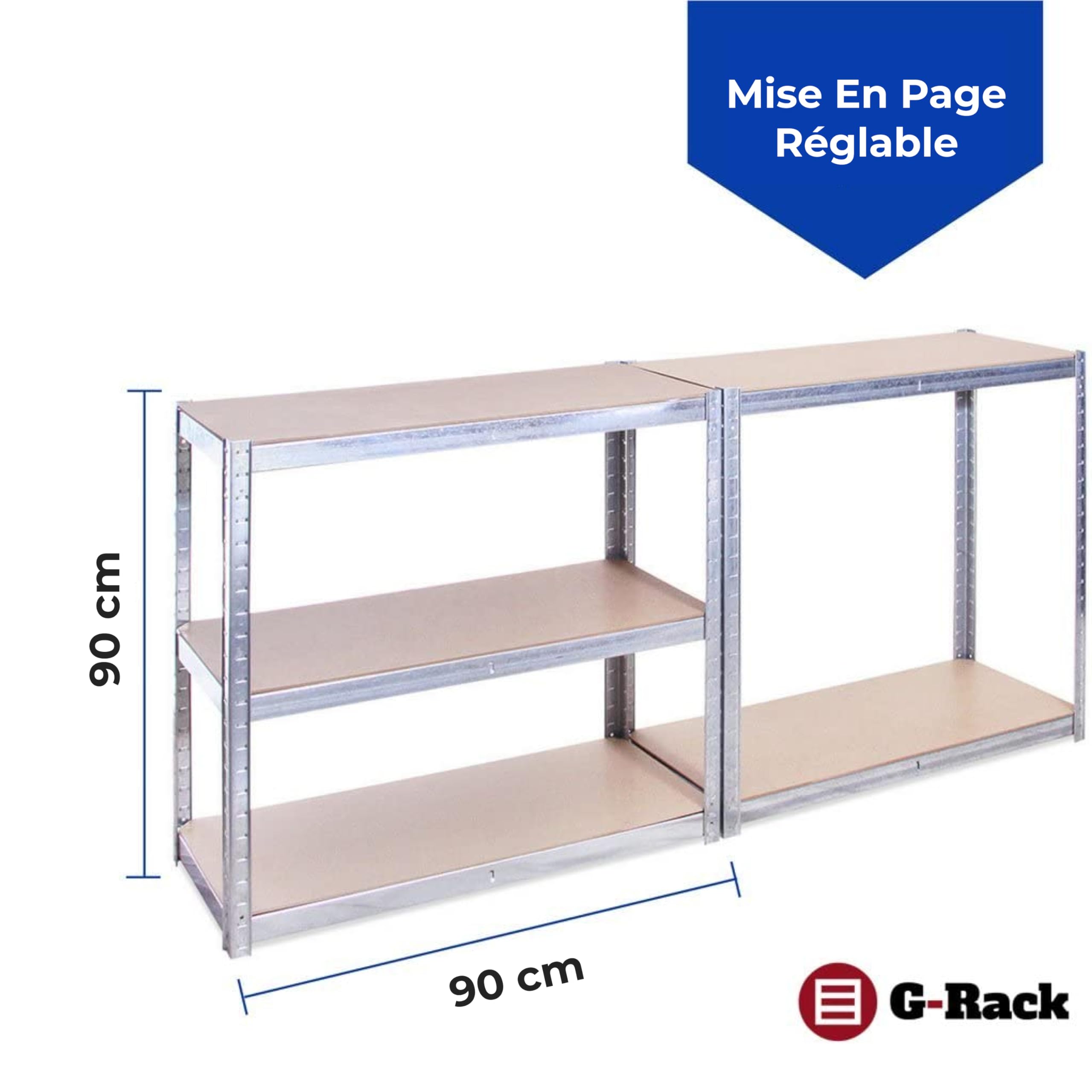 Étagère De Garage En Acier G-Rack 150x75x30 Cm - 5 Niveaux - Charge 175 Kg Par Niveau - Lot De 2