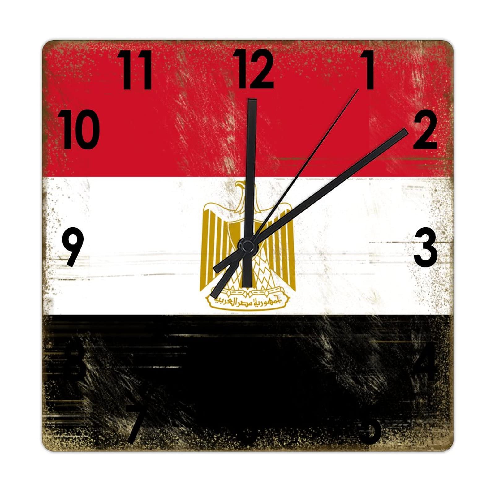 Horloge murale Égypte en bois silencieuse 38 cm pour décoration maison et salon