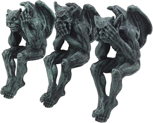 Miniatura 2 de Ebros Gift Notre Dame Quimera Winged Hear No Evil See No Evil Speak No Evil Gárgola Estatuillas de 5 pulgadas de alto Esculturas de gárgola Juego de