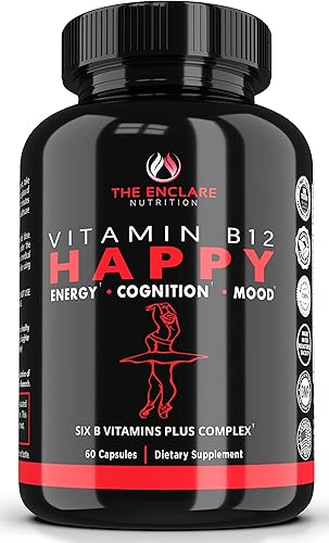 THE ENCLARE NUTRITION Vitamina B12 - Suplemento de vitaminas del complejo B, metabolismo energético, apoyo del sistema nervioso, cerebro, corazón,