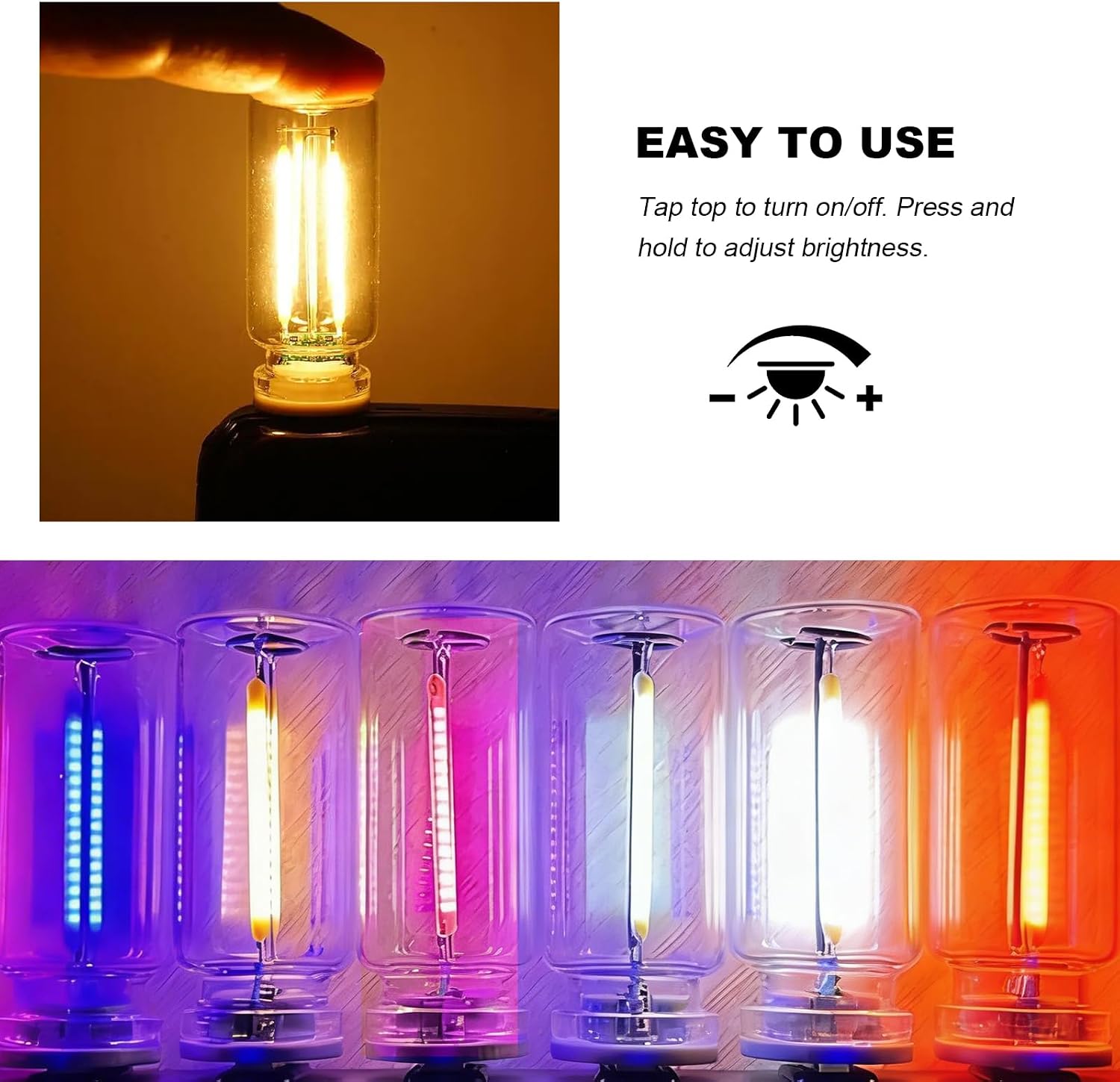 LED Car Interior Light, Touch Dimmable Ambient Lamp Mini Glass Bottle LED Bulb, Portable USB Interface Night Light Retro Style Decoration for Vehicles Bedrooms Desks (Pink)
