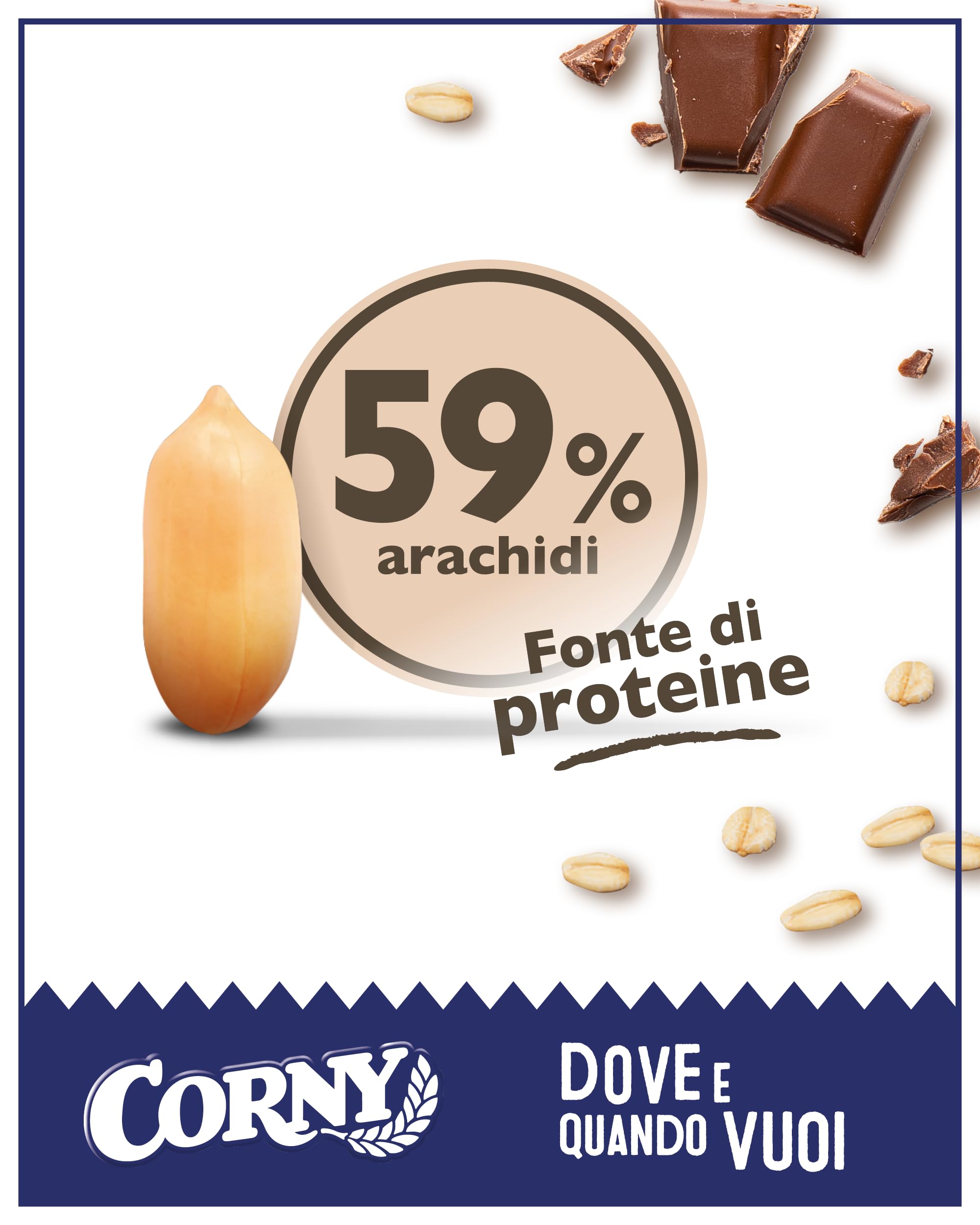 Corny Nuts Barrette Arachidi e Cioccolato al Latte, Senza Olio di Palma, Fonte di Fibre, 4 Barrette da 24g, Confezione da 10 Scatole