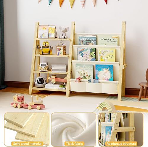 Miniatura 2 de Organizador de almacenamiento de juguetes con estantería para niños, organizador de juguetes Montessori de madera para habitaciones de niños,