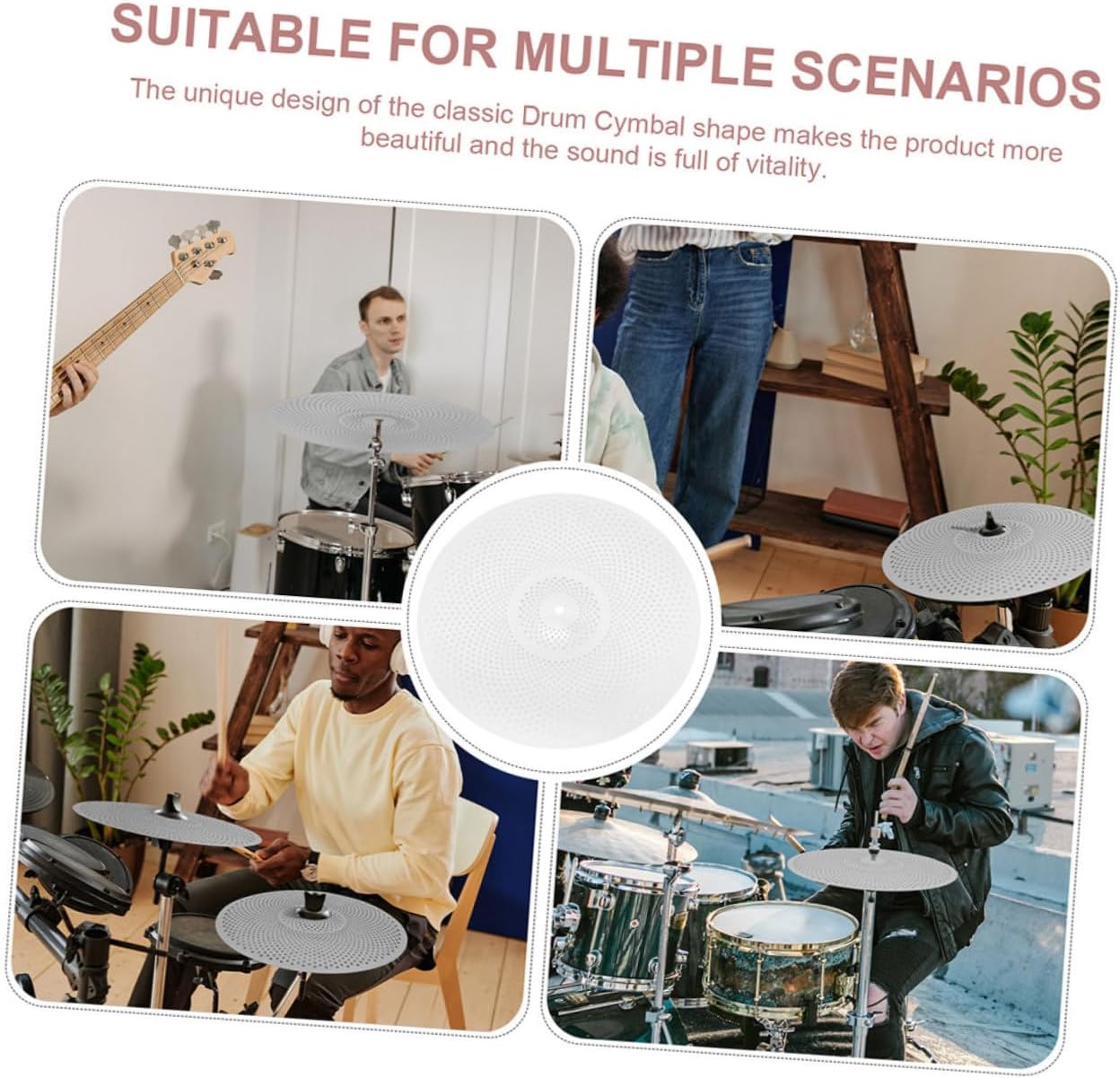 ERINGOGO Sturdy Mute Drum Cymbal 2pcs Pack Low Volume Alloy Cymbals for Drum Set