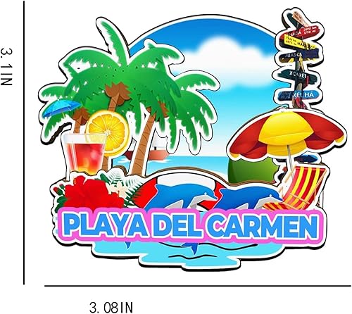 Miniatura 3 de Imán de madera para nevera de Playa del Carmen, México, 3D, monumentos de viaje, coleccionables, recuerdos, decoración hecha a mano -2004