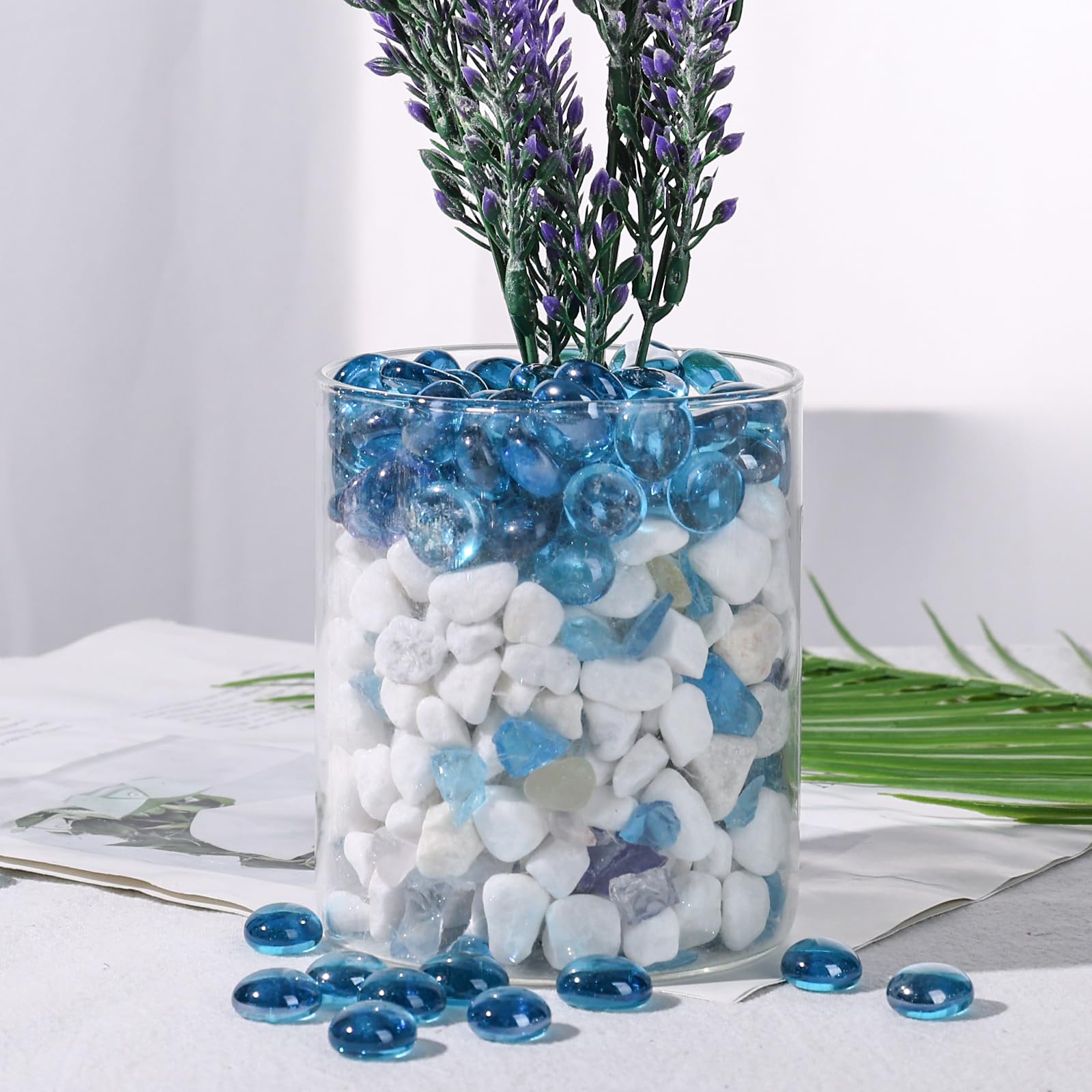 20 Billes De Verre Décoratives Colorées - Pour Aquarium, Jardin, Bricolage, Jeux D'Enfants - Galets En Verre Robuste 1,6 Cm