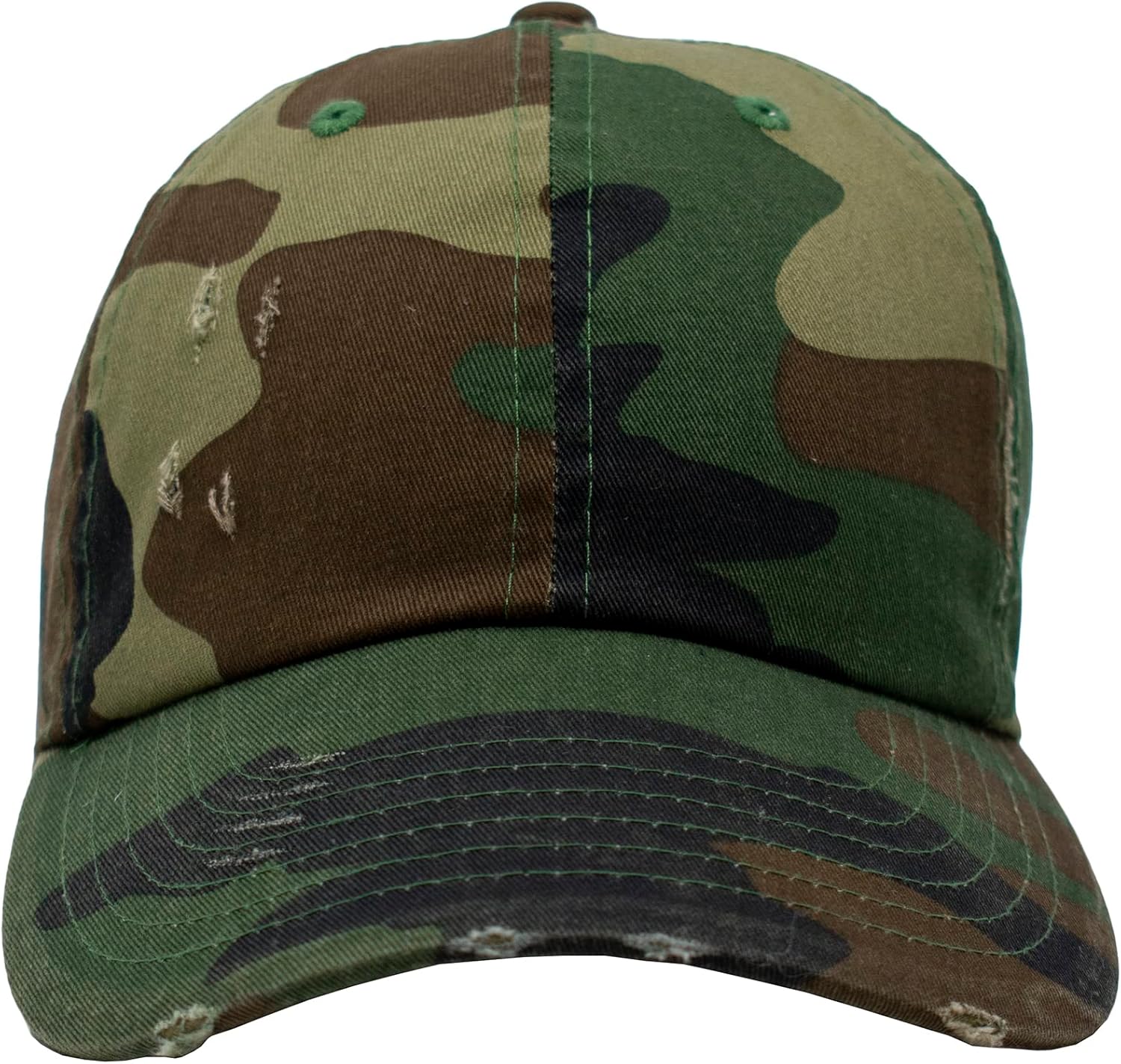 Stephanie Imports Distressed 6-Panel Cotton Baseball Unisex Cap with Adjustable Brass Buckle