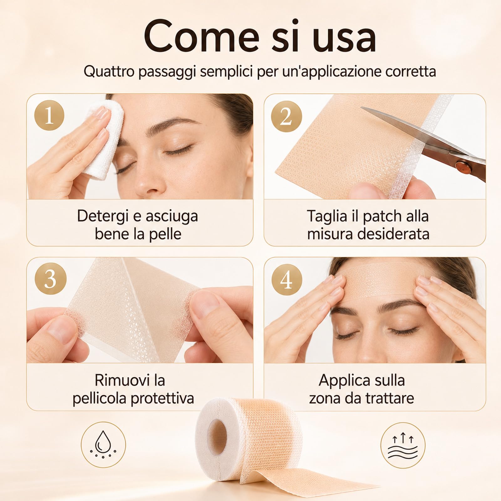 Nuvee Patch Antirughe in Silicone – Trattamento Viso, Collo e Décolleté, Idratante, Levigante, Riutilizzabile, per Rughe e Linee Sottili