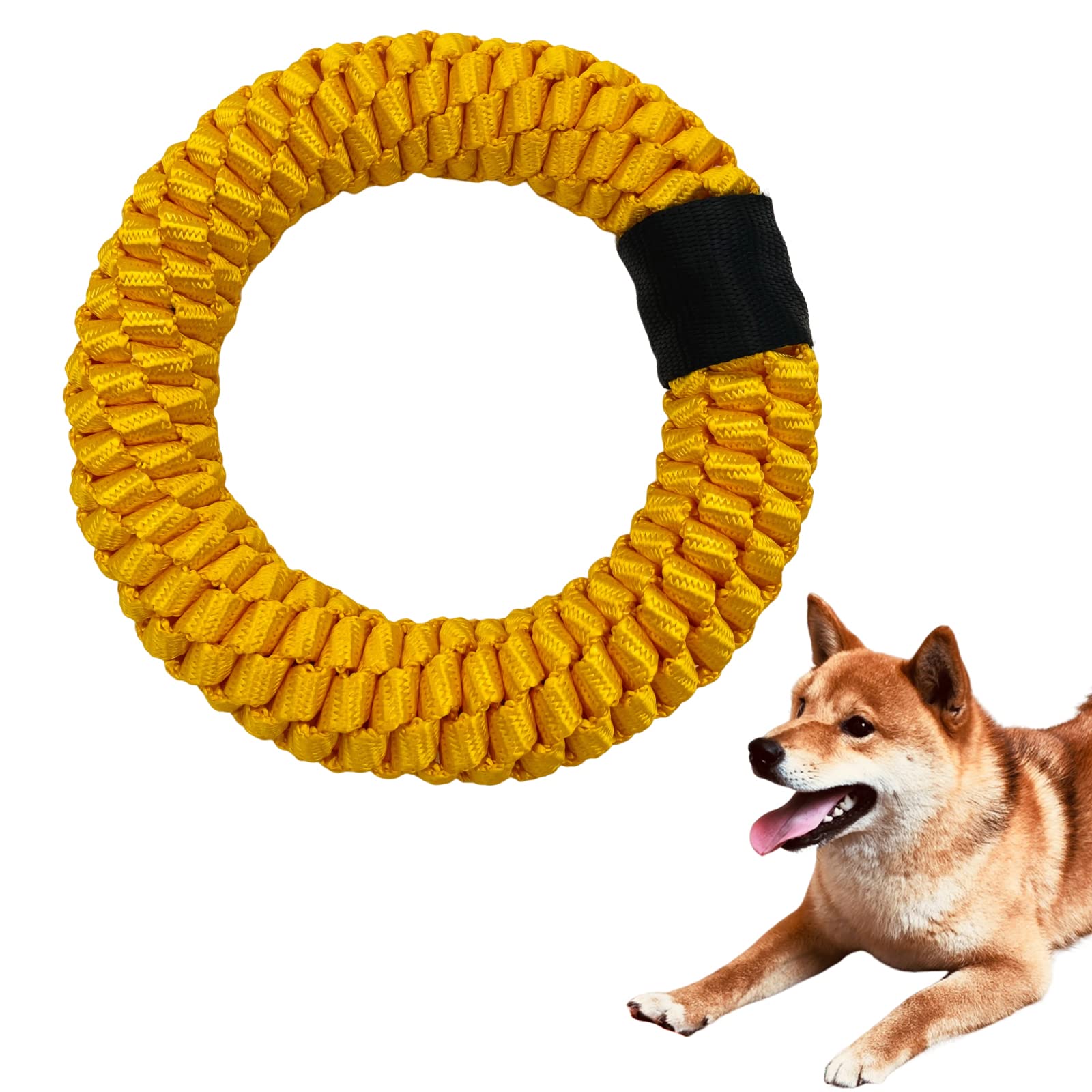 CaBYbigG Yellow Ring Shaped Dog Toy Small Size,Woven Chew Items for Medium & Small Breeds Dog,for Teeth & Gums