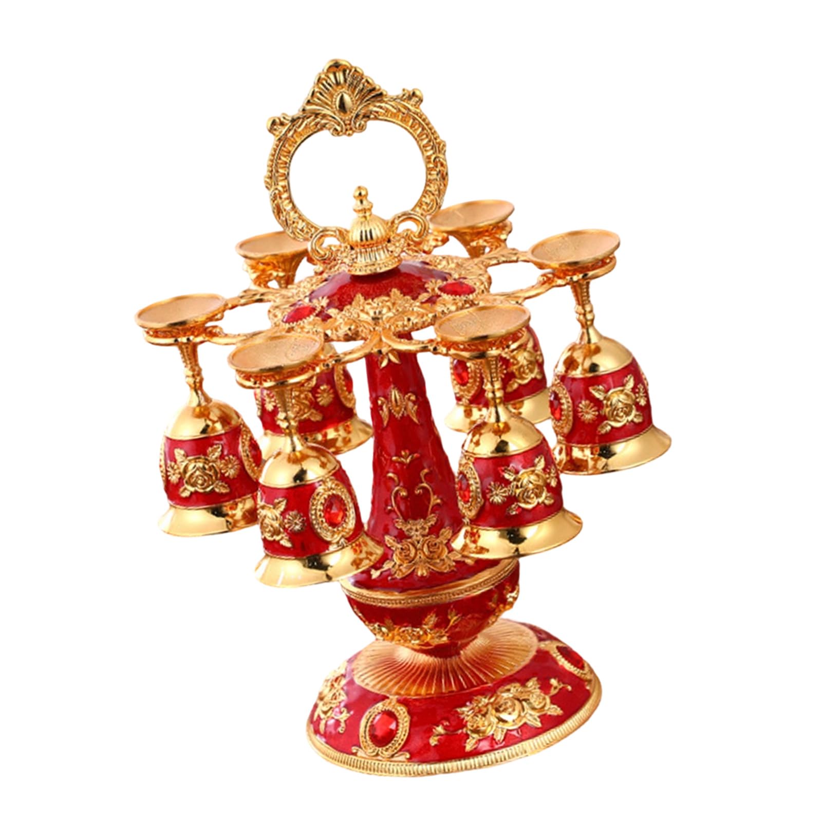 Tsophreniq Nordics Styles Elegant Liquor Set with Intricate Metal Carving Wine Goblet for Home Decoration and Gifting Metal Mixture Barwares Set