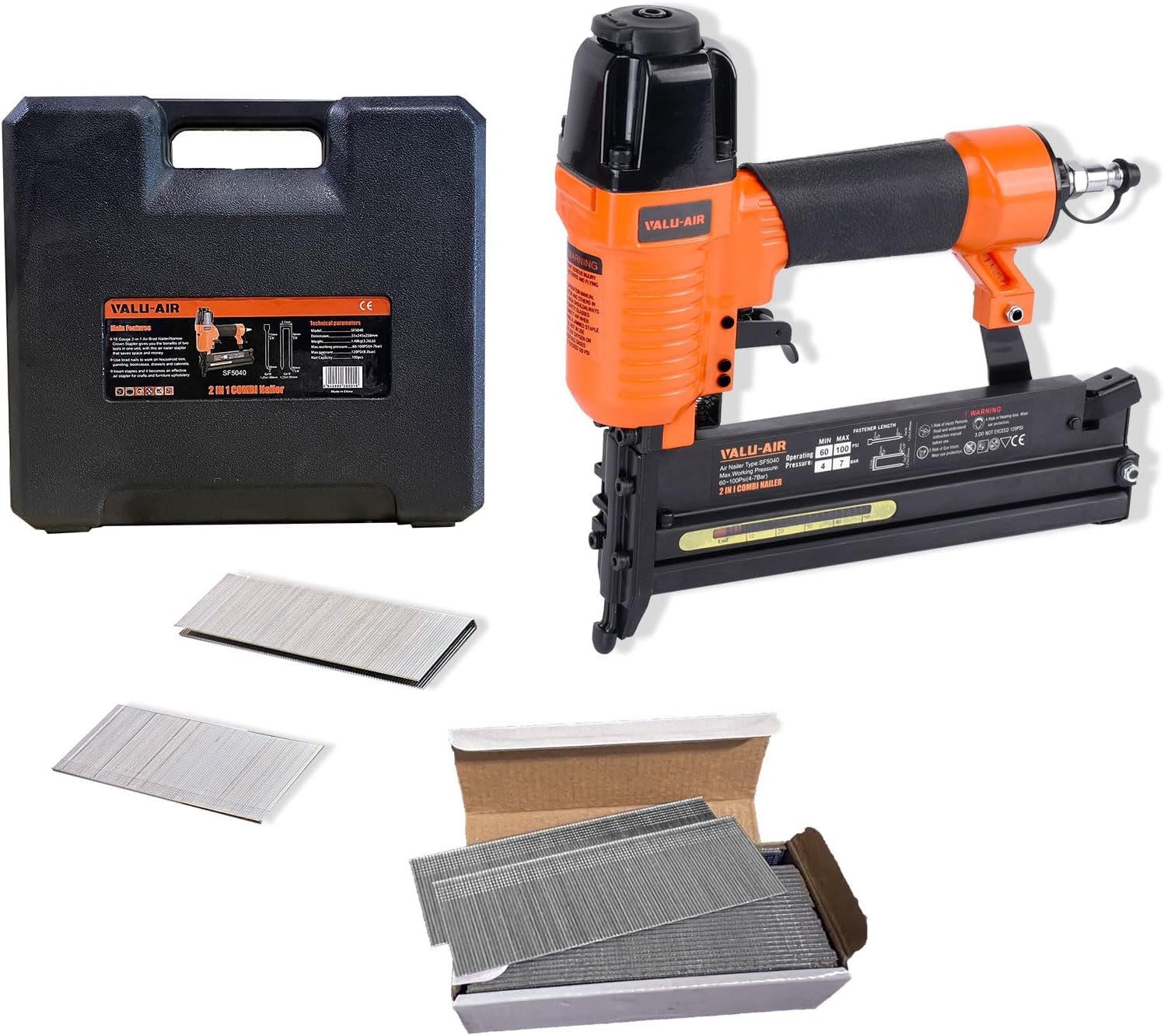 ValuAir SF5040 2" 18 Gauge 2 in 1 Pneumatic Brad Nailer and Stapler with 5,000