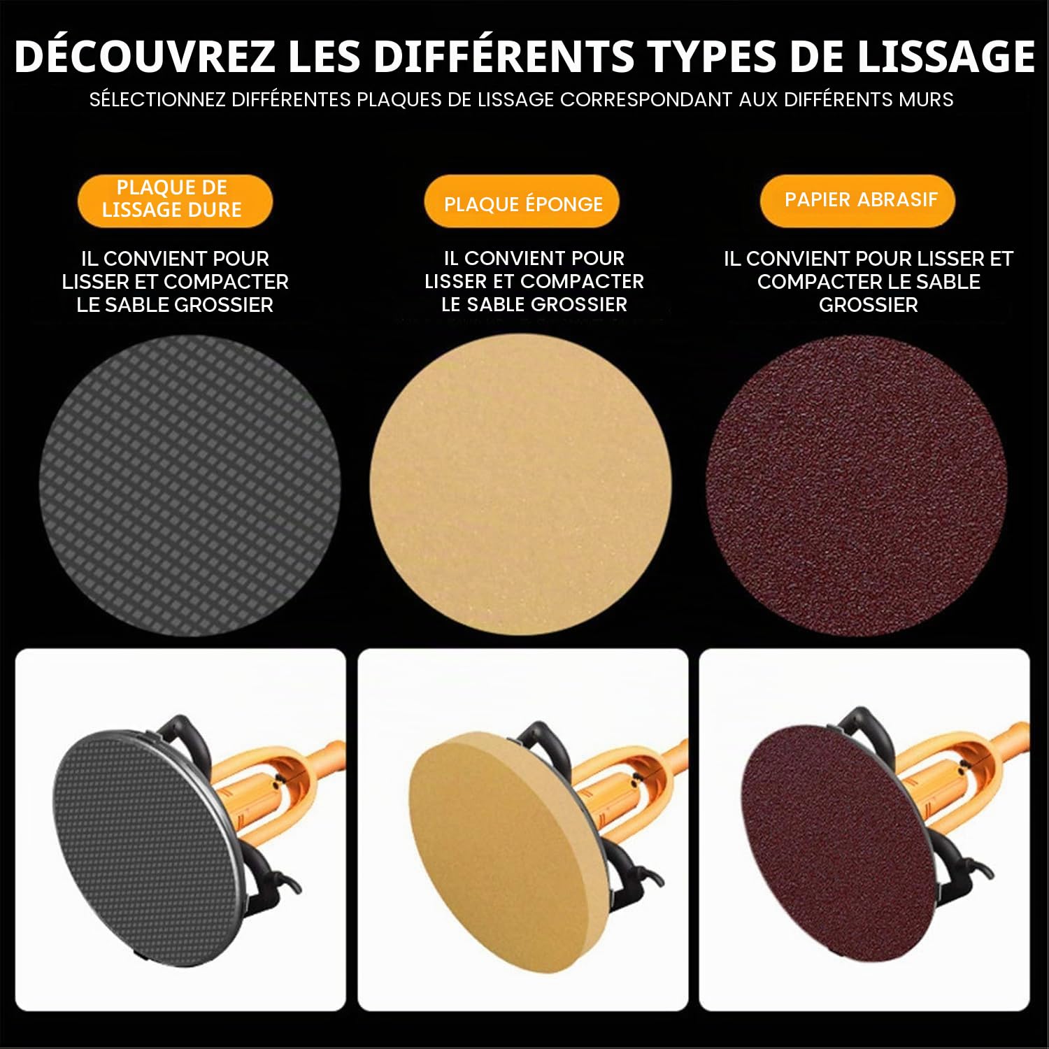 Machine de lissage de mur de truelle de mortier de ciment de béton, Mélangeur à béton portable Vitesse réglable 80-200 tr/min 1700 W Machine électrique de lissage de mur de truelle Polisseuse