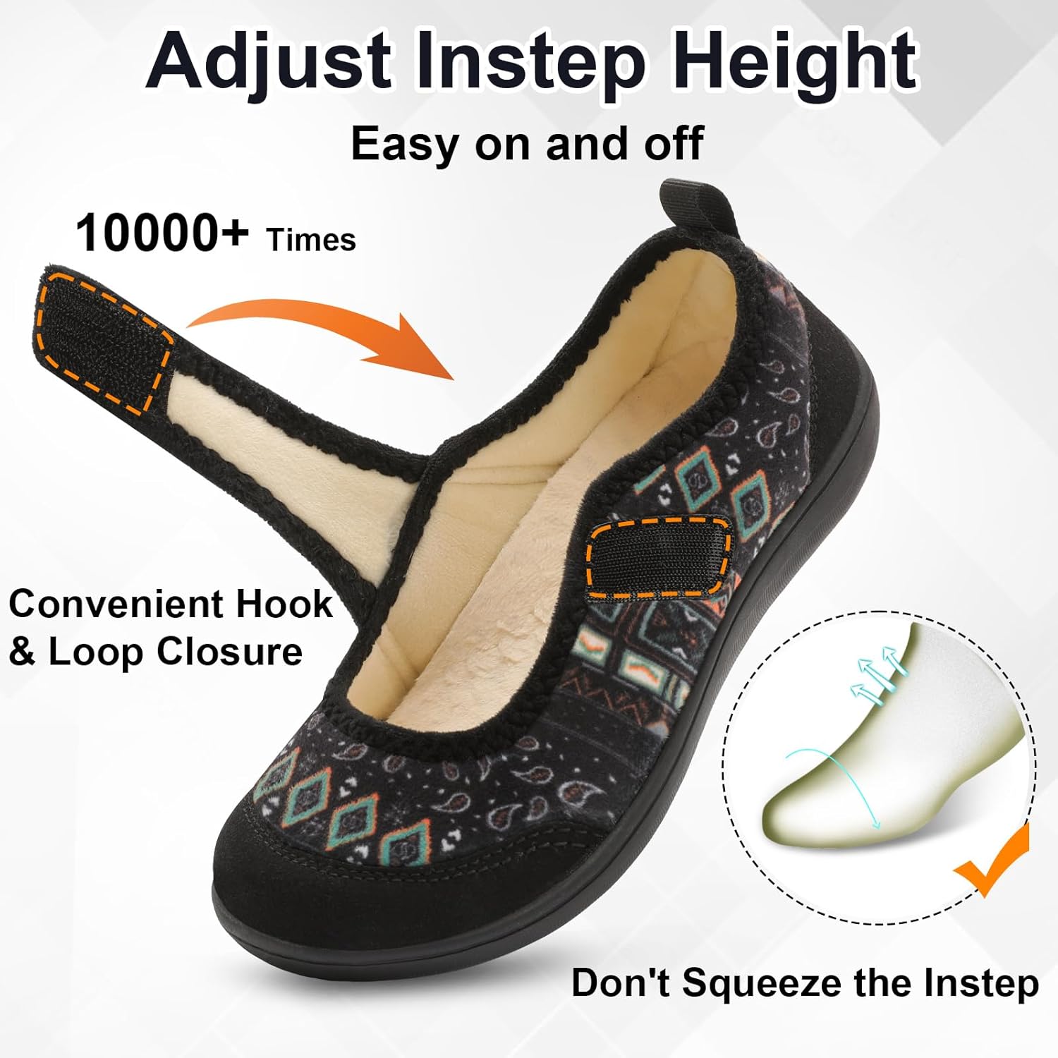 BARERUN Womens Slippers Wide Diabetic Shoes for Women Adjustable House Slippers Swollen Bunions Neuropathy House Shoes Stable Non Slip Barefoot Walking Shoes Indoor Outdoor - Image 5