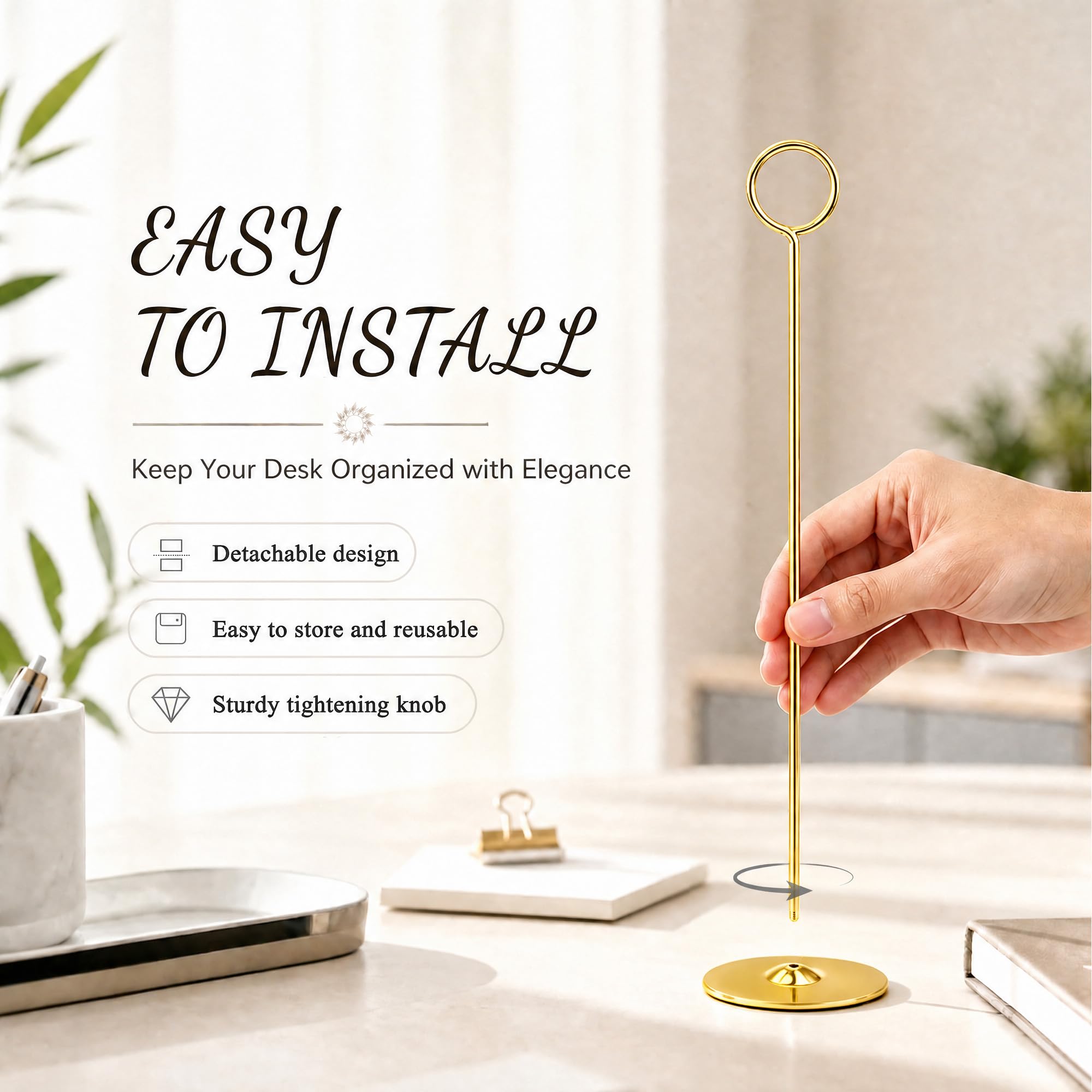 Urban Deco - Segnaposto Porta segnaposto per Biglietti di Nozze, Set di 16 Pezzi, per ristoranti, Matrimoni, Banchetti Segnaposto Dorato da 30,5 cm.