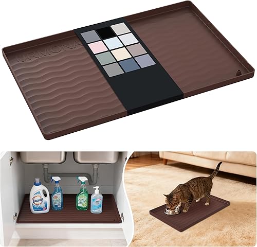Miniatura 97 de URMONA Tapete de silicona impermeable para debajo del fregadero de 40 x 22 pulgadas, forro para estante de cocina y baño, protector de gabinete y
