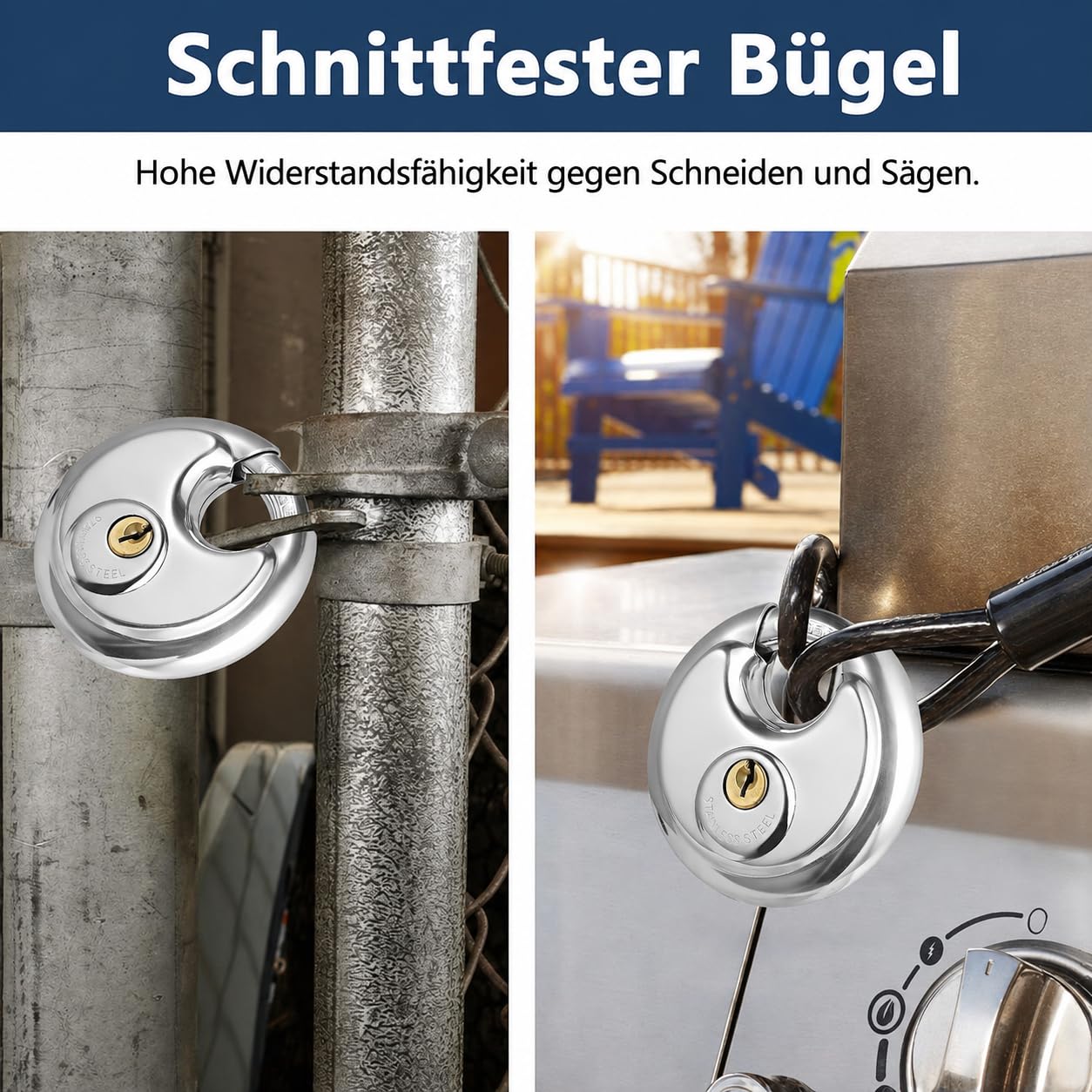 6 Stück gleichschließende Diskus, Vorhängeschlösser aus Edelstahl, Wasserdichte Sicherheitsschlösser mit 12 Schlüsseln, 3/8-Zoll-Bügel, rostfrei, ideal für Lagerraum, Garage, Schuppen, Fitnessstudio