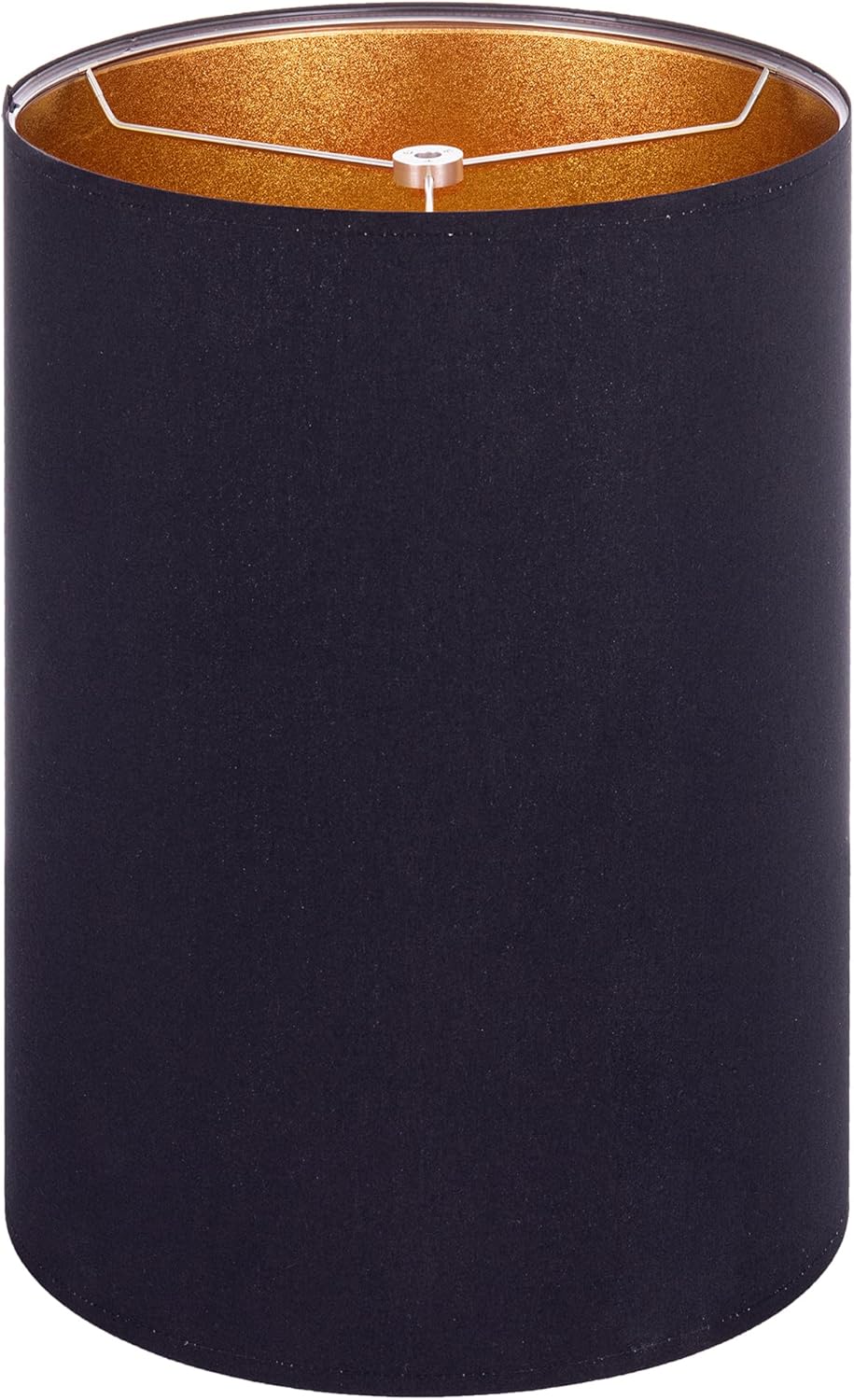Wellmet BlackGold 14"x14"x20" inches Lampshade, Required Assembly for Table Lamp, Bedside Lamp, Floor Lamp, Fabric Drum Lampshade Classic Modern Style, Metal Spider Fitter Black Gold 14x14x20