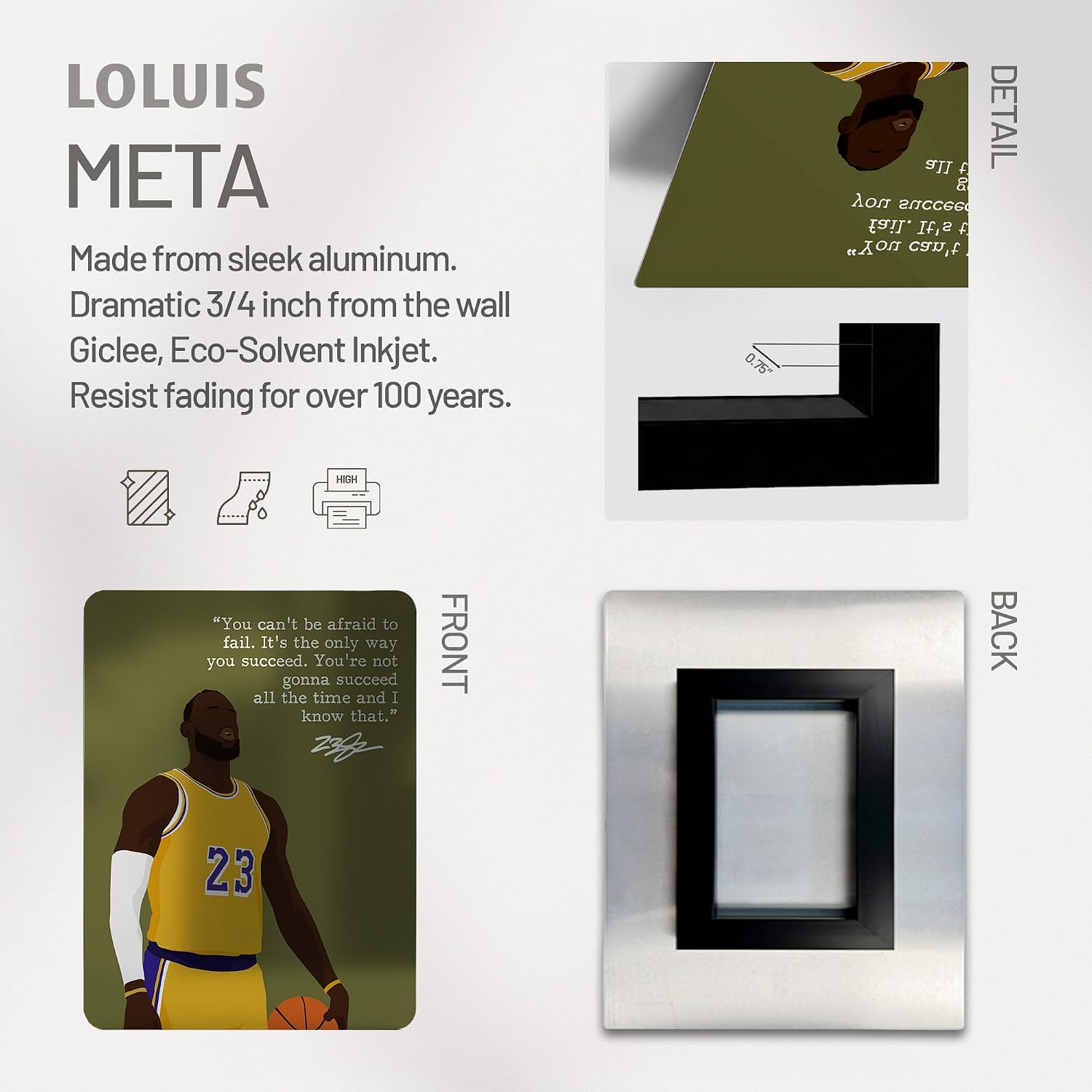 LOLUIS Motivational Quote Wall Art, Basketball Superstar Signature Hand-Drawn Artwork, Sport Theme Decor Bedroom Office Home Gym Locker Room (Beige Framed, 30" L x 24" W)