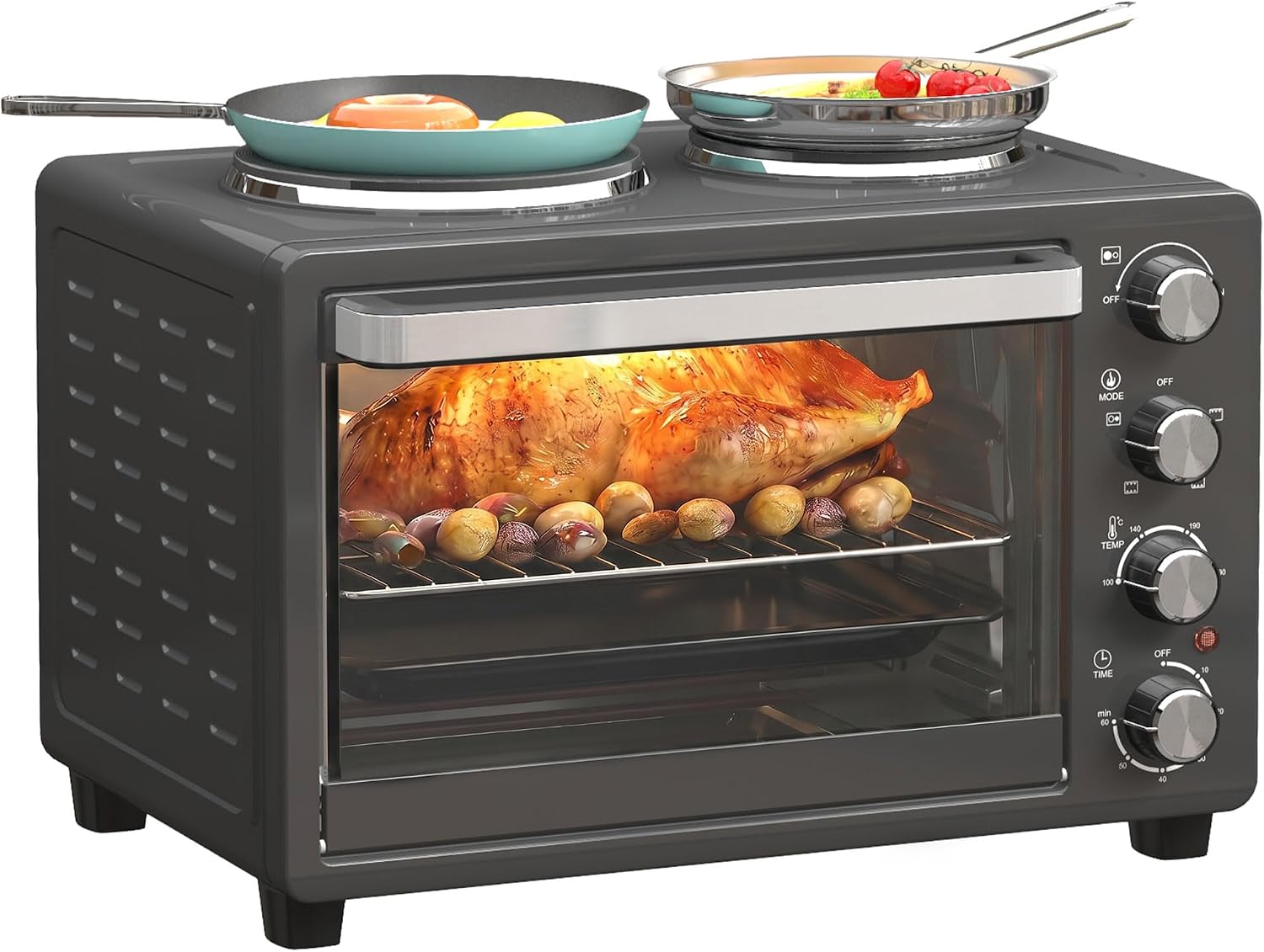 HOMCOM 28L toaster oven with double hotplate