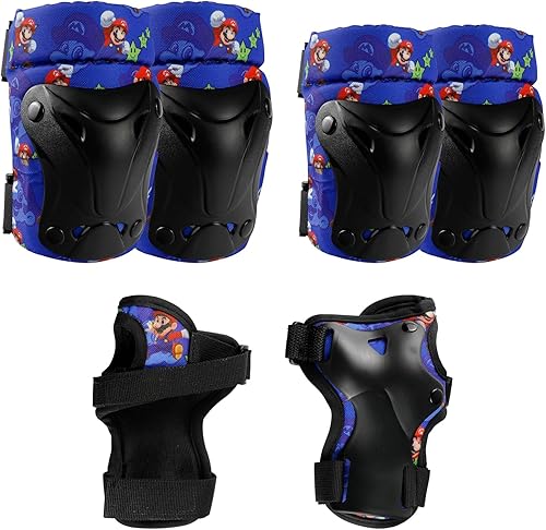 XOUIWIRZ Rodilleras para niños, coderas, muñequeras con bolsa de cordón ajustable 3 en 1, juego de equipo de protección para niños y niñas