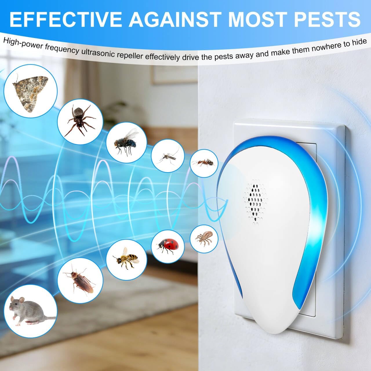 Upgraded Ultrasonic Mice & Spider Repellent Indoor, Pest Control Plug in