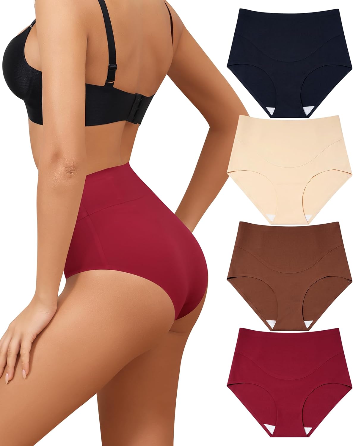 LEVAO Tummy Control Underwear for Women High Waist Seamless Brief No Show Body Shaper Slimming Underwear 4 Pack S-XXL