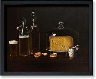 Poster Master Vintage Food & Drink Poster - Beer and Cheese Print - Moody Art - Gift for Bartender, Food Enthusiast - Minimalist Decor for Farmhouse, Kitchen, Dining Room - 11x14 UNFRAMED Wall Art