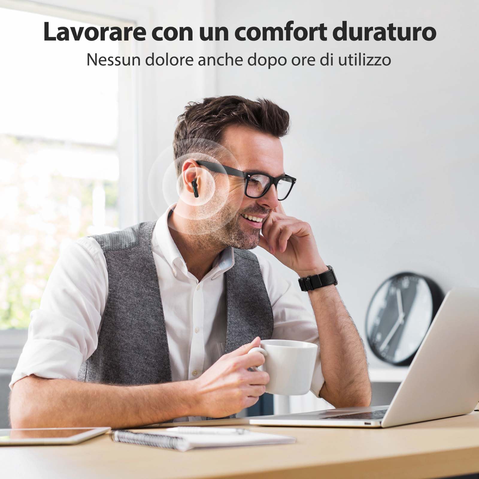 Middle Rabbit SW4 pro Auricolari Wireless USB per PC Laptop Cuffie Bluetooth in Ear Senza Fili con Dongle da 2,4 GHz per Lavoro Senza Filo Auricolare con Microfono per Computer Desktop Call Center