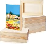 FSWCCK 5 Pack 4 x 12 inch Wood Panel Boards, Unfinished Wood Canvas Panels for Crafts, Painting Canvas, DIY Art Projects, Pouring, Arts Use with Oils, Acrylics