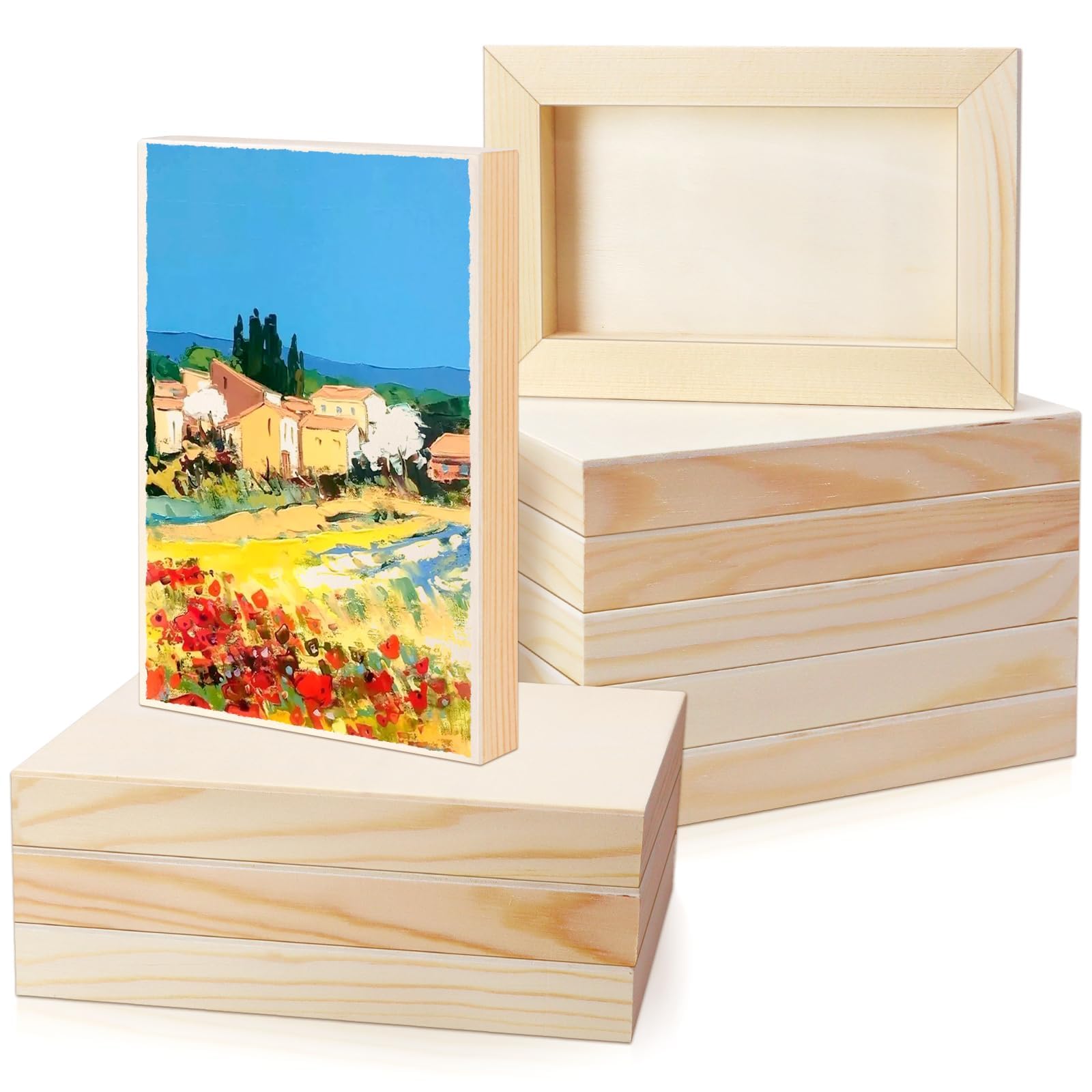 FSWCCK 10 Pcs 4x6 inch Wood Panel Boards, Unfinished Wood Canvas Wooden for Crafts, Painting Canvas, DIY Art Projects, Pouring, Arts Use with Oils, Acrylics