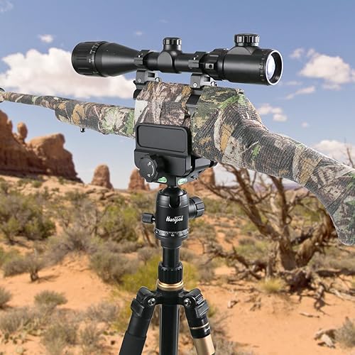 Miniatura 6 de HUNTPAL Soporte de silla de montar para rifle con abrazadera de pistola, soporte de trípode de tiro de caza con riel Arca-Swiss de liberación rápida