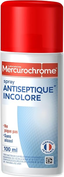 Spray Antiseptique Incolore - Nettoie la peau sans douleur, ne pique pas - Assure une parfaite hygiène cutanée - Sans alcool - Incolore - 100 ml - 1