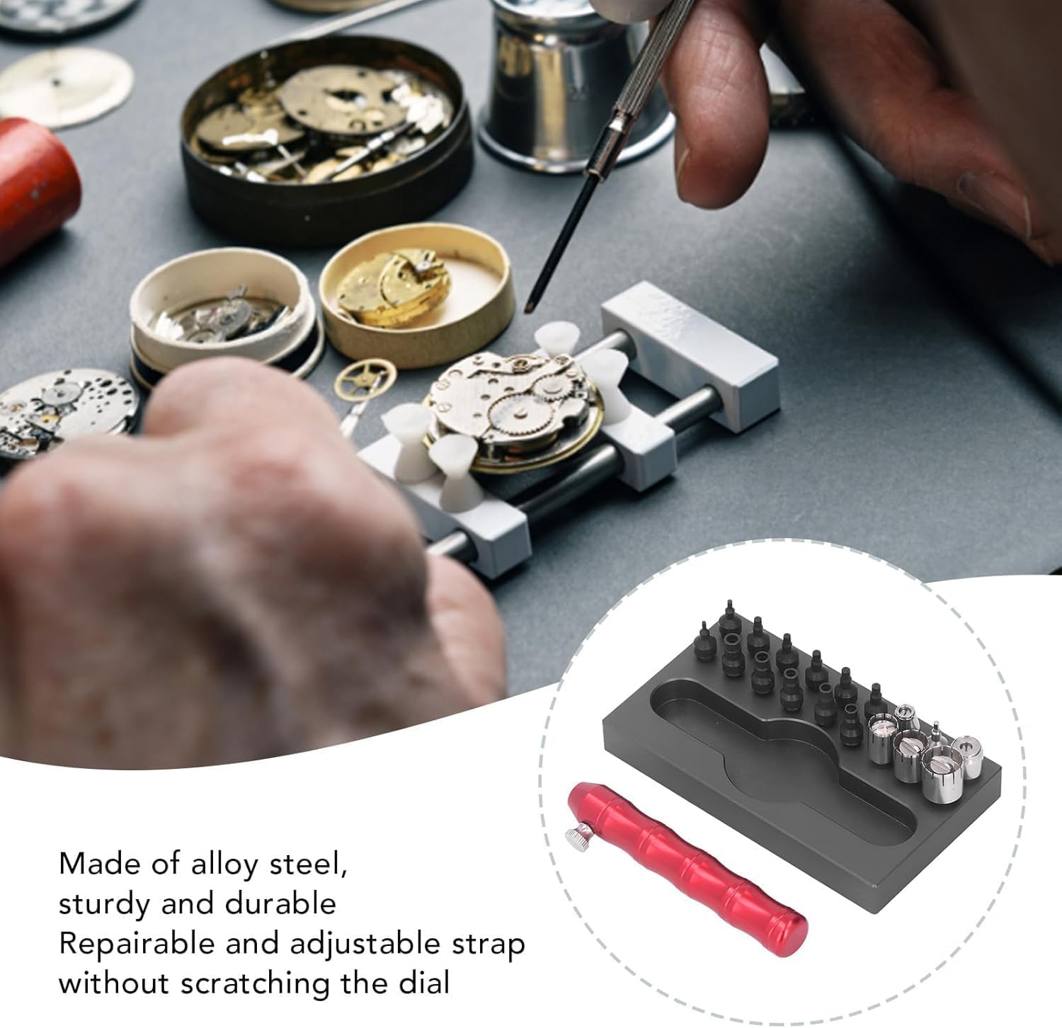 Watch Crown Tube Removing Tool, Alloy Steel Portable Watch Repair Tools, 18 Nozzles Watch Crown Tube Remover Kit, Widely Compatible, Durably and Practical for Watch Repair, Watchmaker