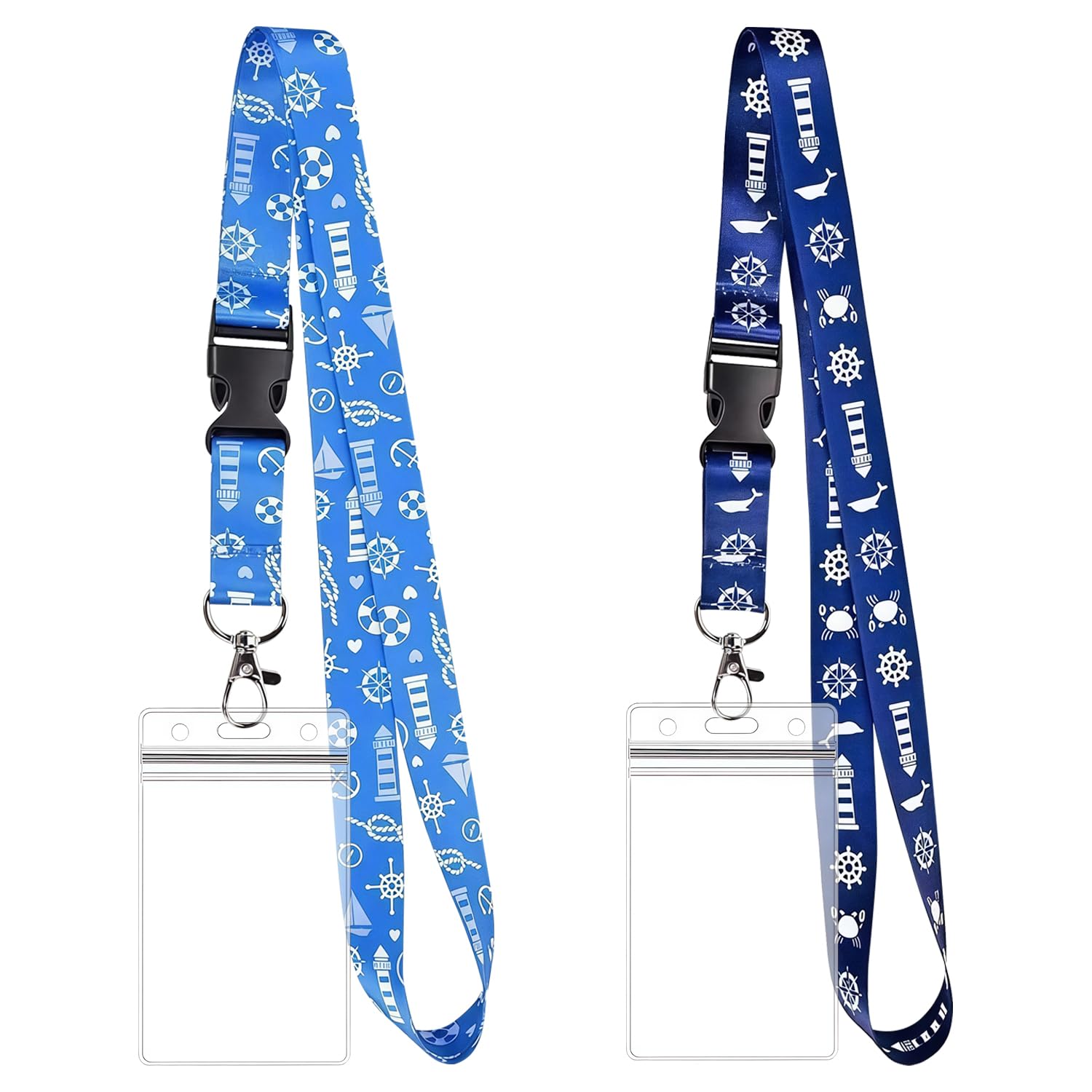 Pack de 2 cordones para crucero con tarjetero transparente impermeable, correa desmontable, soporte de identificación para tarjetas de crucero, oficina, escuela