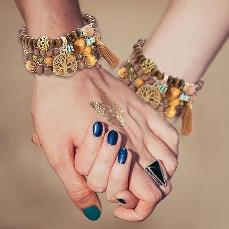 2021 Handmade Neueste Designs Afrika Türkis Perlen Armbänder Baum des Lebens Cha