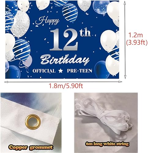 Miniatura 9 de Decoraciones de cumpleaños número 12 para niños y niñas, globo oficial de cumpleaños número 12 para preadolescentes, globos de papel de aluminio