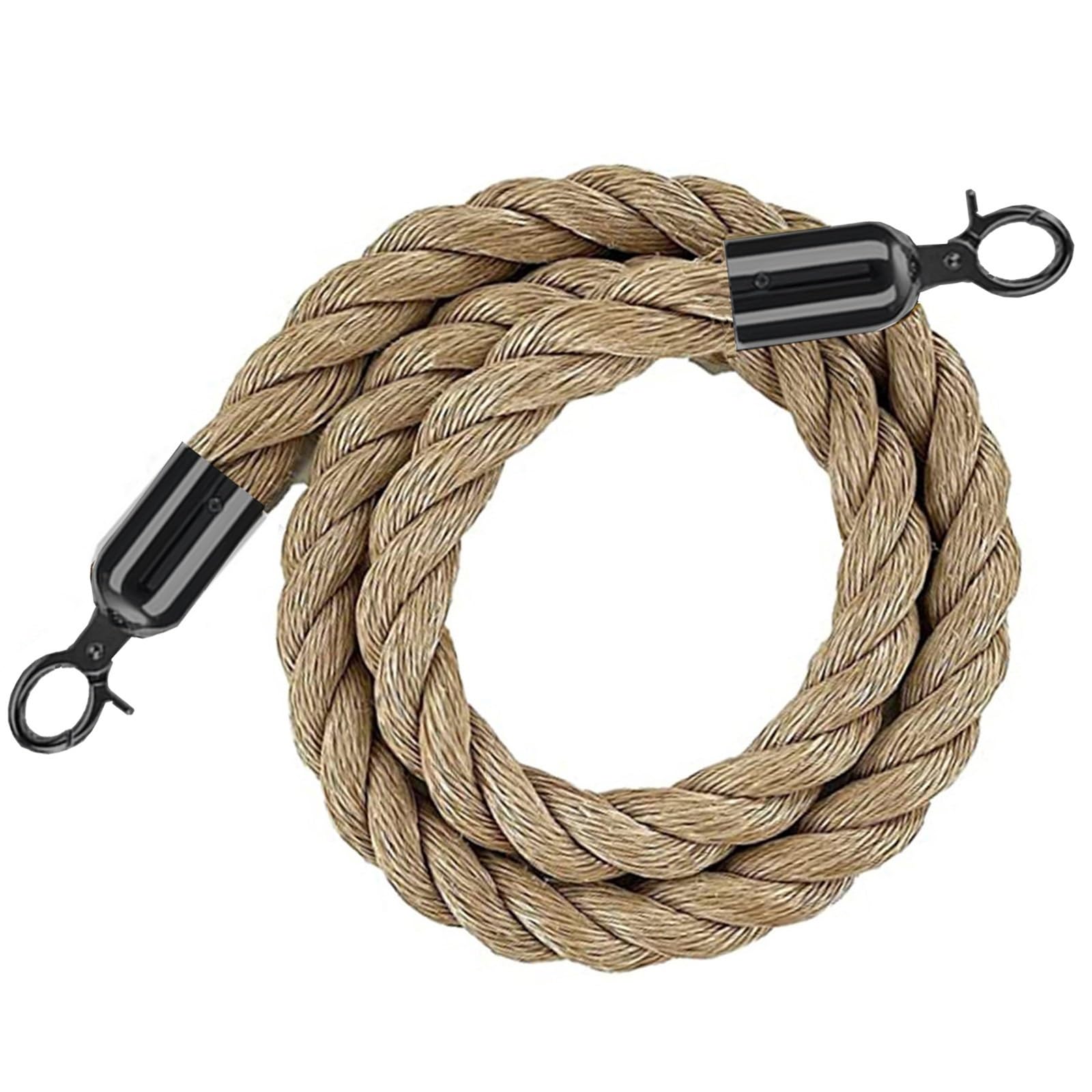 GDMDPTE Hemp Rope Safety Barriers for Crowd Control - Braided Rope with Polished Carabiners for Event Delimitation & Effective Safety Management