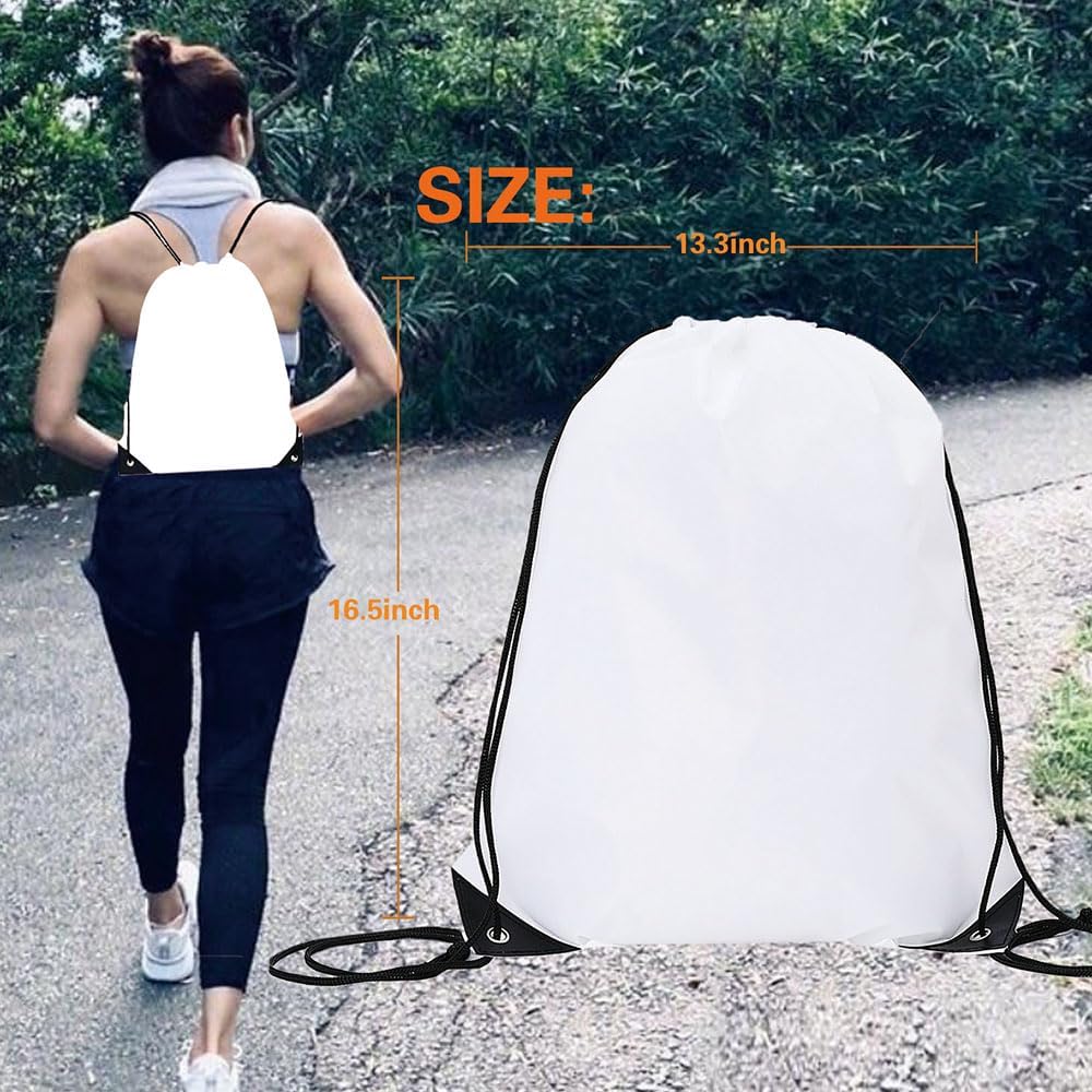 CODOBON 20 Pcs Drawstring Backpack Bulk Draw String Bags Cinch Polyester Bag for Gym Sport, White - Image 5