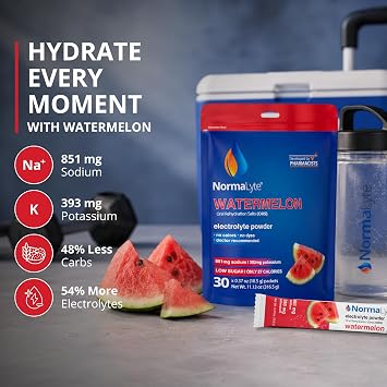 NormaLyte Watermelon - Electrolyte Powder Packets | Clinically Studied Electrolyte Drink Mix | 30 Count Effective Hydration Sticks