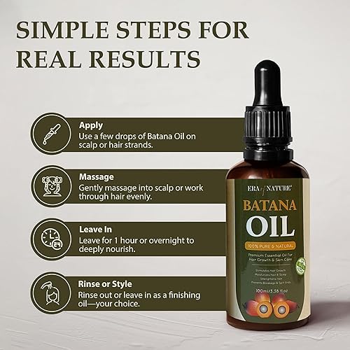 Miniatura 5 de era of nature Aceite de batana - Aceite 100% puro, crudo y sin refinar de Honduras, nutre el cabello y el cuero cabelludo. Para el crecimiento del