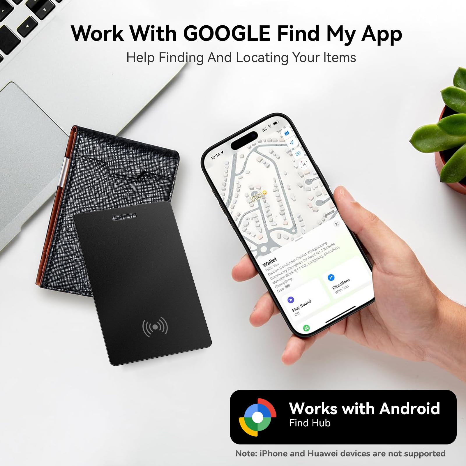 Android Air Tag Carta Wallet Tracker Thin 1.8MM,Smart Tag Card Funzioni Trova di Google (solo Android) localizzatore gps per Android IP68 Impermeabile Bluetooth tracker per Portafogli, Passaporti