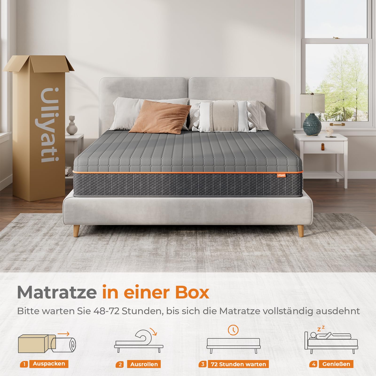 Uliyati 7-Zonen Matratze 140x200 cm H3 Ergonomische Kaltschaummatratze und atmungsaktiver Bezug für kühlen Schlaf und Druckentlastung, Öko-Tex Zertifiziert, 140x200x20 cm