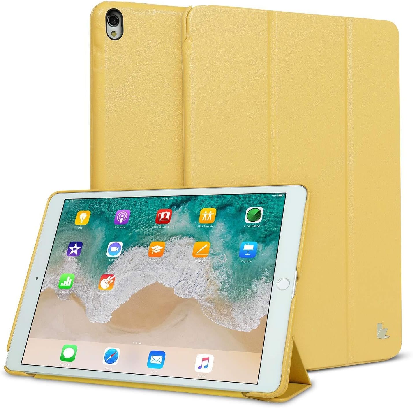 iPad Air 3 10.5" (3rd Gen) 2019 Leather Case, Slim Folding Ultra Lightweight Standing Cover for iPad Pro 10.5" 2017 with Auto Wake/Sleep Multiple Viewing Angles(Yellow)