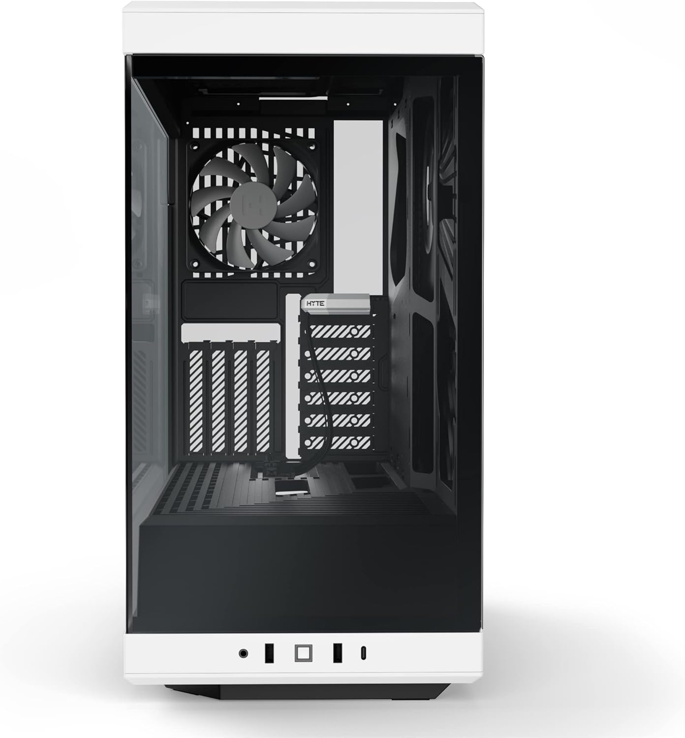 HYTE Y40 White Gaming Case with side panel removed