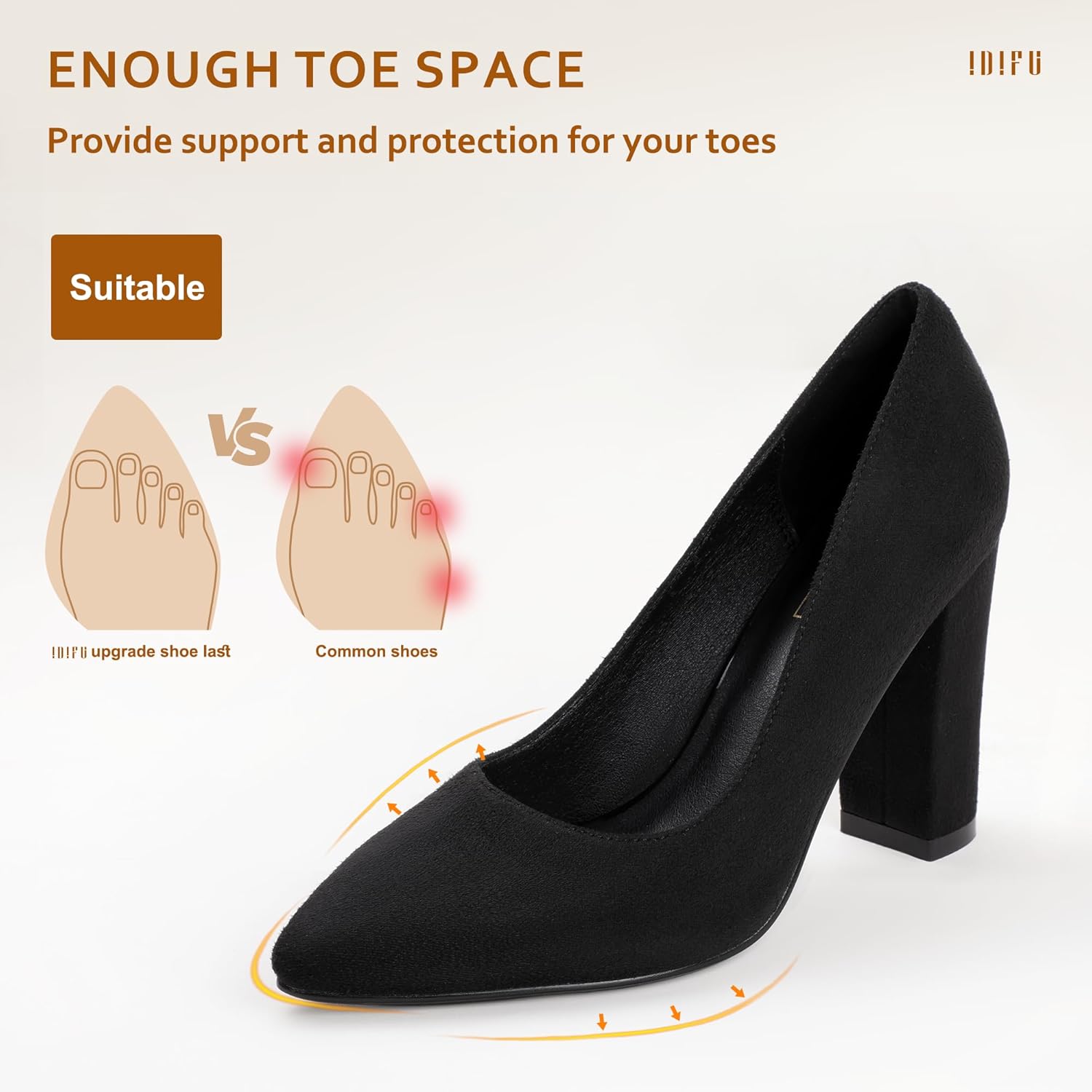 IDIFU Women's IN4 Chunky-HI Block High Heels Closed Pointed Toe Pumps Dress Office Shoes for Women - Image 4