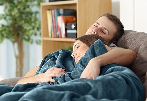 Miniatura 6 de Utopia Bedding Manta de forro polar, tamaño Queen, color azul piedra, 10.53 ozm, de lujo, mullida, suave, antiestática de microfibra (90 x 90