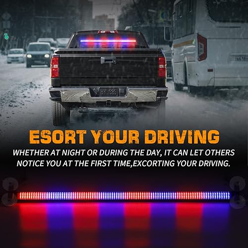 Miniatura 2 de XRIDONSEN Barra de luz de policía de 35 pulgadas para asesor de tráfico, 144 luces LED rojas y azules, luces de policía de emergencia,