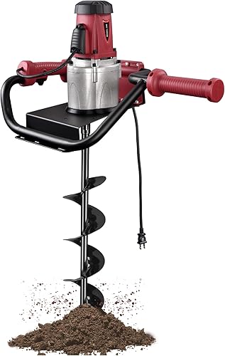 Yeshom Excavadora eléctrica de 1500 W, taladro de barrena de tierra, cabezal de potencia de 2 HP con broca de 6 pulgadas, excavación de suelo para